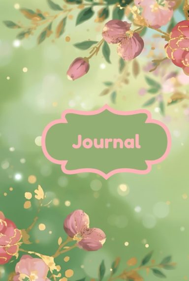 Journal cover with green and pink pastel flowers
