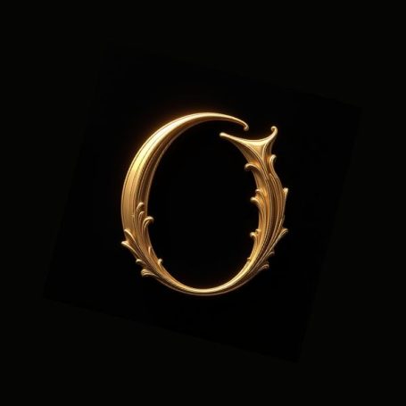 Black notebook cover with a fancy gold capital letter O