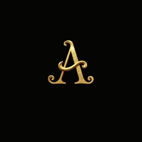 Black notebook cover with a fancy gold capital letter A